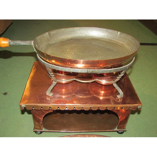 4286 - A selection of copper ware including a tray, warming pan, etc