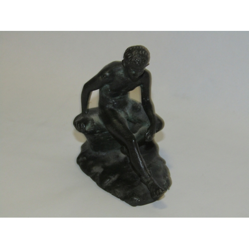 4347 - A small Grand Tour bronze figure of Hermes seated, 9cm tall