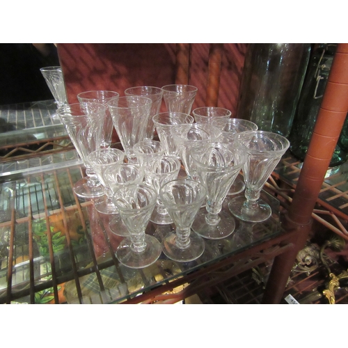 4481 - A suite of Georgian wrythen form glasses of three varying sizes (17)