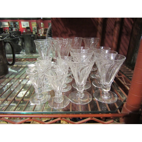 4481 - A suite of Georgian wrythen form glasses of three varying sizes (17)