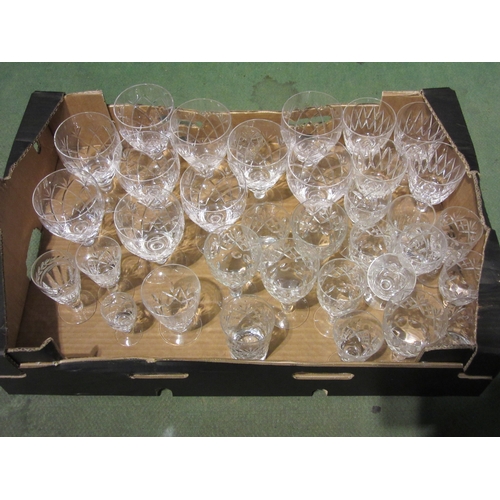 4484 - A quantity of cut glass wine glasses, sherry, etc.