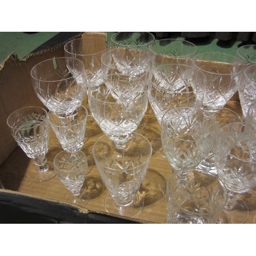 4484 - A quantity of cut glass wine glasses, sherry, etc.