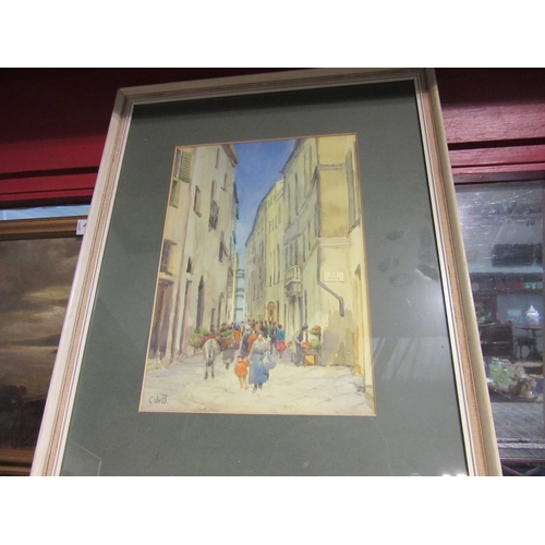 4499 - CORALIE DE BURGH: Four circa 1920's watercolours depicting Alassio and Indian scenes.  All signed, f... 