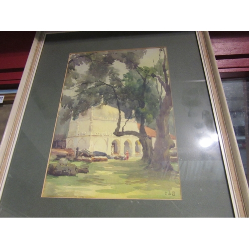 4499 - CORALIE DE BURGH: Four circa 1920's watercolours depicting Alassio and Indian scenes.  All signed, f... 