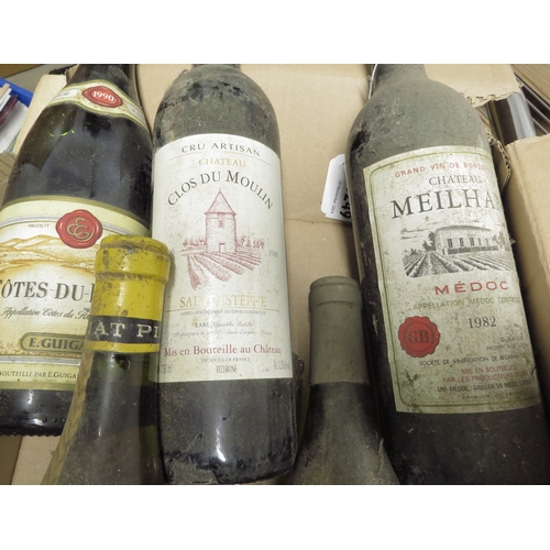 7131 - Five bottles of various wines, 1982 Chateau Meilhan Medoc. 1996 Chateau Clos Du Moulin Saint Estephe... 