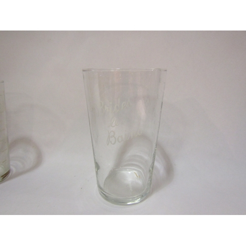 4357 - Three vintage spa water glasses, two marked 