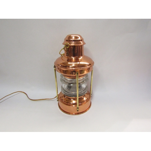 4358 - A copper and brass ships lantern marked 