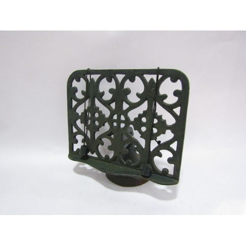 4395 - A green cast iron cookery book stand