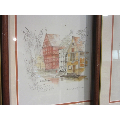 4514 - A collection of Mads Stage prints, views of Denmark, framed and glazed, 28cm x 23cm image sizes (4)