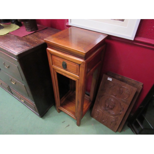 4150 - A Chinese two-tier jardinière stand with single drawer, 91cm tall x 33cm x 33cm