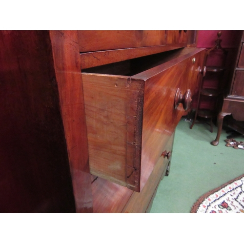 4175 - A circa 1840 early Victorian flame mahogany chest of two short over three graduating long drawers wi... 