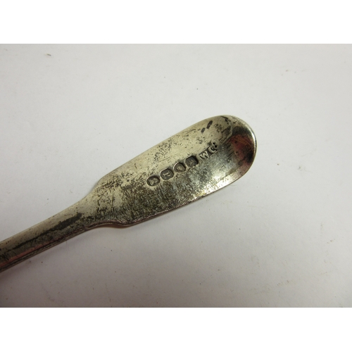 4448 - A silver serving spoon and dessert spoon