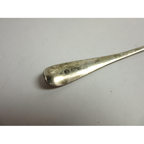 4448 - A silver serving spoon and dessert spoon