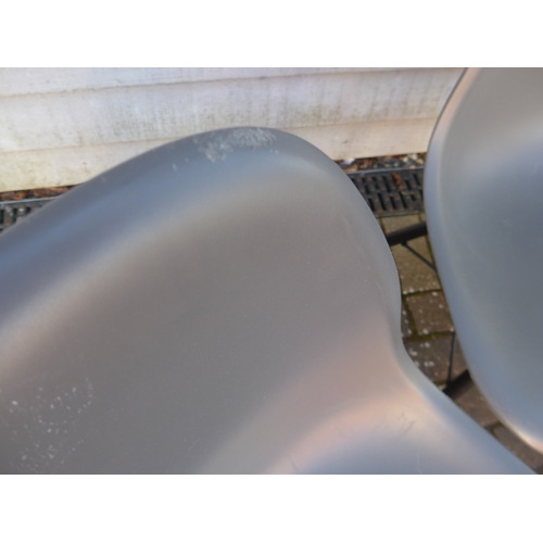 9314 - A set of six Vitra DSW chairs designed by Charles Eames in dark grey with black painted wooden bases... 