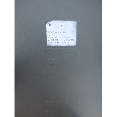 9314 - A set of six Vitra DSW chairs designed by Charles Eames in dark grey with black painted wooden bases... 