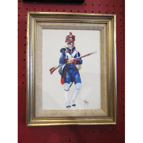 1062 - M.DALEY: 'French Line Infantry' oil on board, signed, framed, 19cm x 14cm image size