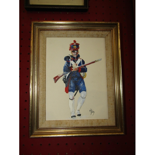 1062 - M.DALEY: 'French Line Infantry' oil on board, signed, framed, 19cm x 14cm image size