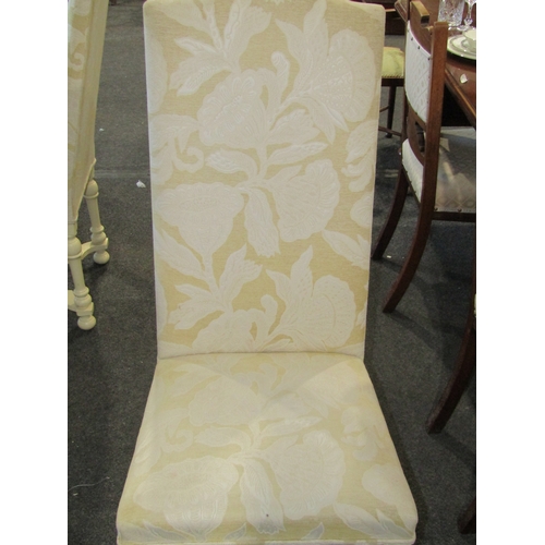 1134 - A set of six 1930's Queen Anne revival high back painted dining chairs on turned legs united by an '... 