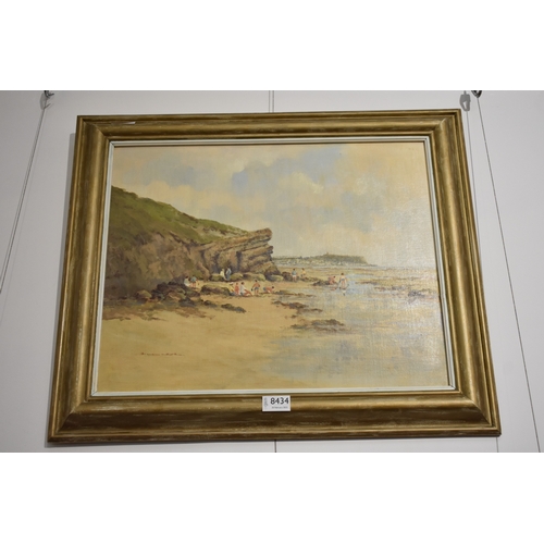 4065 - BILL LOWE (XX - Yorkshire artist): 'Summer Scarborough', oil on board, signed lower left, gilt frame... 