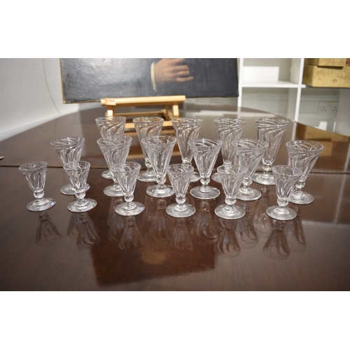 4075 - A suite of wrythen form glasses of three varying sizes (17)