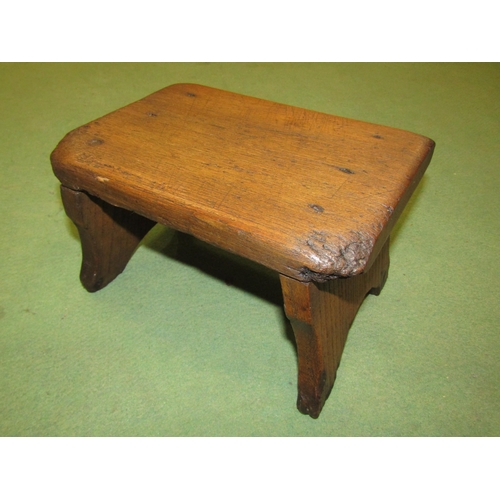 4008 - An early Victorian fruitwood child's stool with arched base supports, 14.5cm tall x 24cm long x 18cm... 