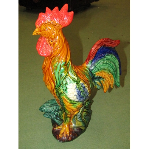 4016 - A Majolica cockerel, 36cm tall