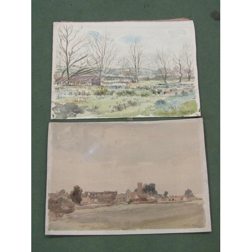 4072 - Two unframed original watercolour landscape paintings, one by Adrian Bury signed and dated 1935 and ... 