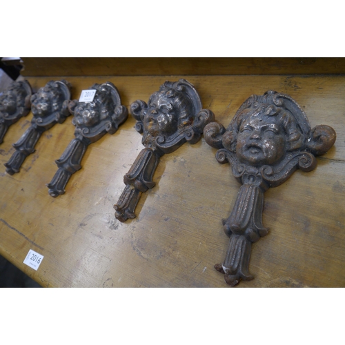 2017 - Five cast iron cherub head fixings