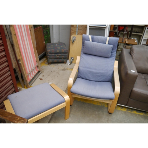 2569 - An Ikea bentwood chair with footstool