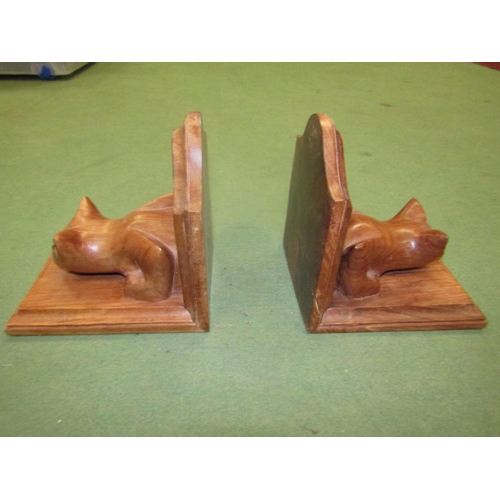 4004 - A pair of carved wooden Cat bookends