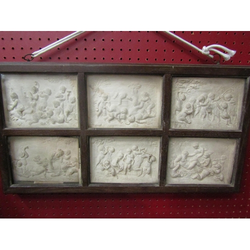 4041 - A Country House series of six plaster plaques with scenes of cherubs after Claude Michel 'Clodion', ... 