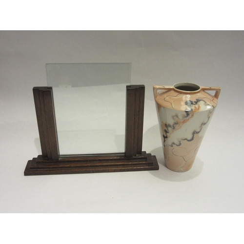 4489 - A 1930's double-sided picture frame and a pink Art Deco style ceramic vase