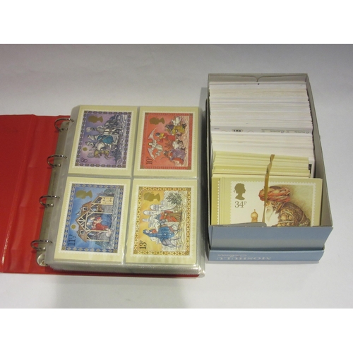 4494 - A box of post office picture cards and Benham train envelopes together with an album of postcards