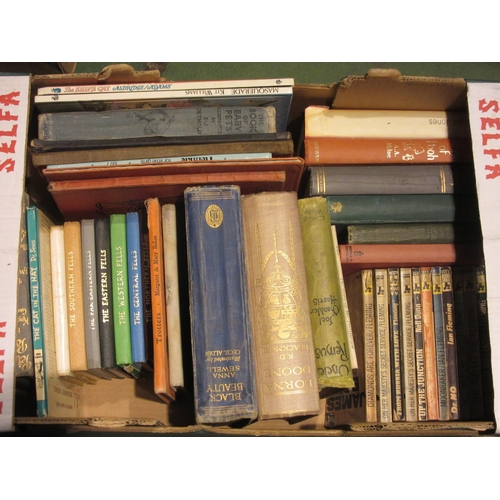 4497 - A box of books to include Ian Fleming James Bond paperbacks, an Arthur Rackham illustrated book (a/f... 