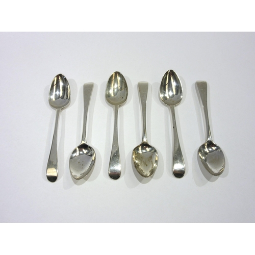 1317 - A set of six silver Georgian teaspoons, makers mark rubbed. London 1811, 94.7g