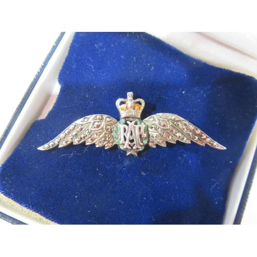 1324 - A silver and marcasite RAF brooch