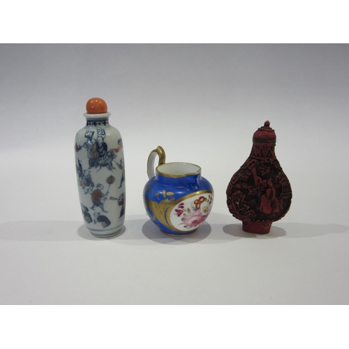 1325 - Two Chinese snuff bottles and a 19th Century miniature porcelain jug (3)
