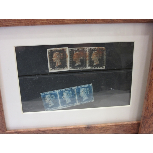 1335 - Three penny black stamps lettered QH, JA and JB all with red MX cancel. Also three 2d blue lettered ... 