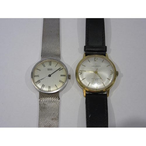 1361 - An Emka Geneve wristwatch, back and buckle stamped 925, and a Helbros wristwatch with Deco style fac... 