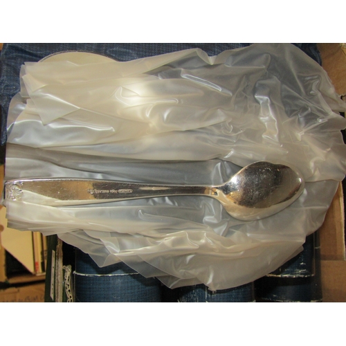 1246 - Two boxes of assorted items including Elkington flatware, plated wares, reference books, etc.