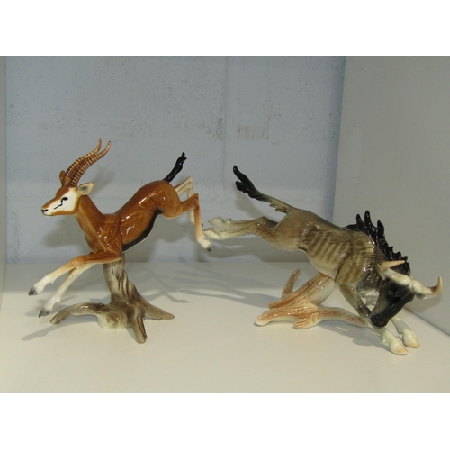 1459 - A Goebel Brindle Gnu- 20cm long  and a Gazelle- 16cm long (2)