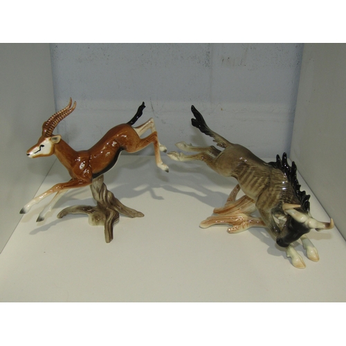 1459 - A Goebel Brindle Gnu- 20cm long  and a Gazelle- 16cm long (2)