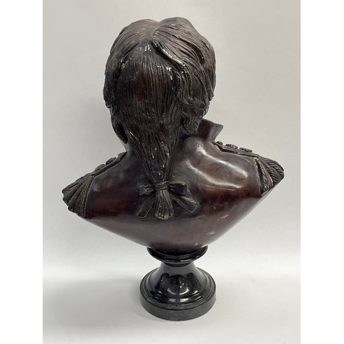 8016 - A modern bronze bust of Admiral Lord Nelson, marked Moore to reverse, 42cm high including display pe... 