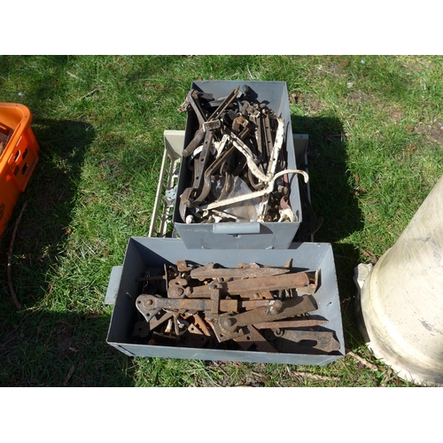 9063 - Three crates of latches, window furniture etc