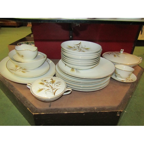 4046 - A quantity of Noritake china dinner ware, gilt edge with wheat sheaf design