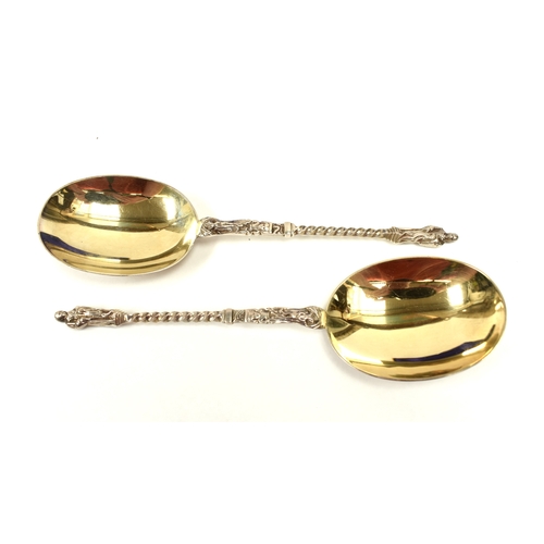 8050 - A cased set of two William Hutton and Sons Ltd Apostle spoons both with monogram to the underside of... 