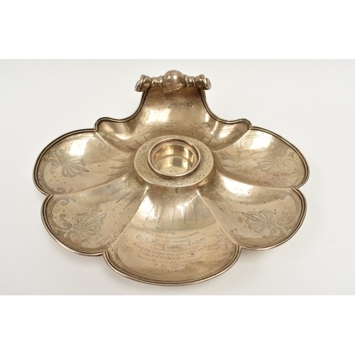 8028 - An early Victorian James Charles Edington highly ornate inkstand of scrolling scallop form with cent... 