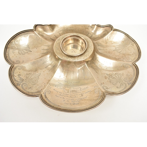 8028 - An early Victorian James Charles Edington highly ornate inkstand of scrolling scallop form with cent... 