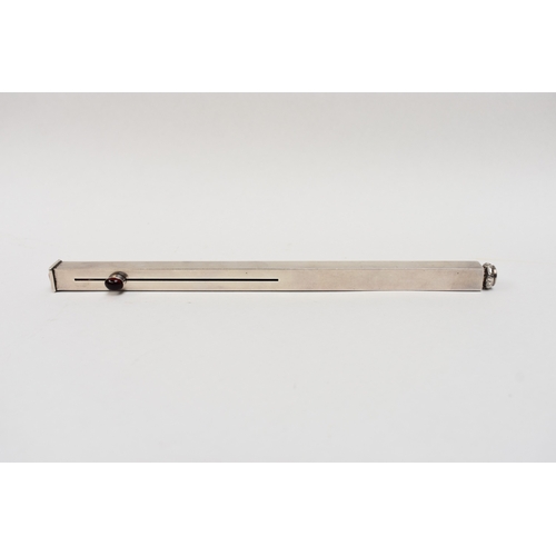 8043 - A silver 7 inch ruler with integral propelling wax and pencil set with unengraved seal top, extendin... 