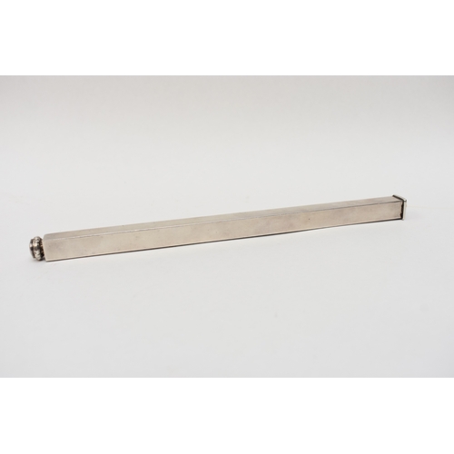 8043 - A silver 7 inch ruler with integral propelling wax and pencil set with unengraved seal top, extendin... 